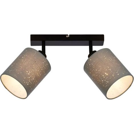 Vintage Spotlampe 2xE27 28,5 cm in grau und schwarz