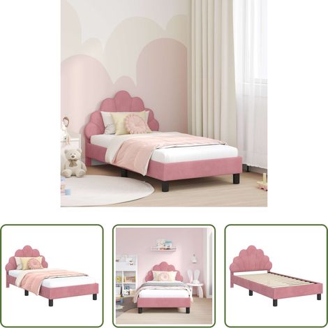 vidaXL Rosa Kinderbett -  Kinderbettgestell mit Kopfteil Rosa 80 x 160 cm Samt (1/5)
