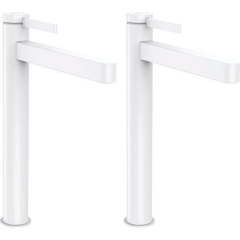 Conjunto de 2 mezcladores de lavabo HANSGROHE Finoris 260 + desagüe Push-Open blanco mate (1/4)