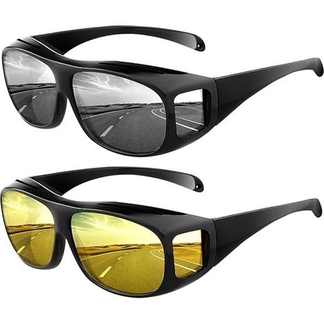 2-in-1-Radbrille – Schwarz (Nacht + Sonne), geeignet für Korrektionsgläser, 100 % UV400-Schutz, polarisiert, für Sport, Radfahren, Motorradfahren (1/5)