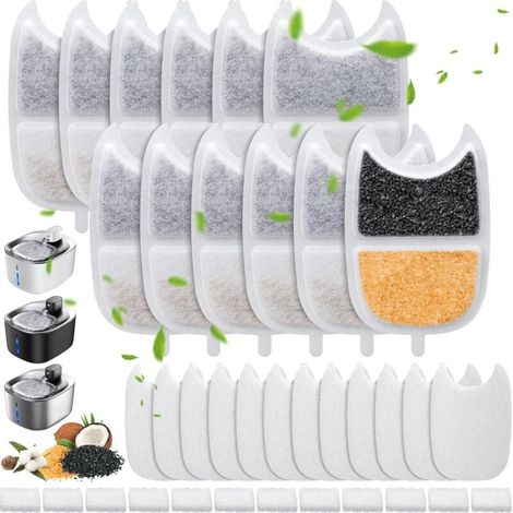 Katzenbrunnenfilter – 12er-Packung, kompatibel mit dem FEELNEEDY YPD-C004 4-Liter-Katzenbrunnen – Enthält 12 Katzenbrunnenfilter, 12 vorgefilterte Schwämme und 12 Klebestreifen (1/4)