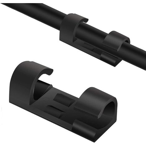 Kabelklemmen [20 Stück], selbstklebende Aufbewahrungsklemmen, für Kabelmanagement zu Hause oder im Büro (schwarz, 30 x 11 x 5 mm) (1/3)