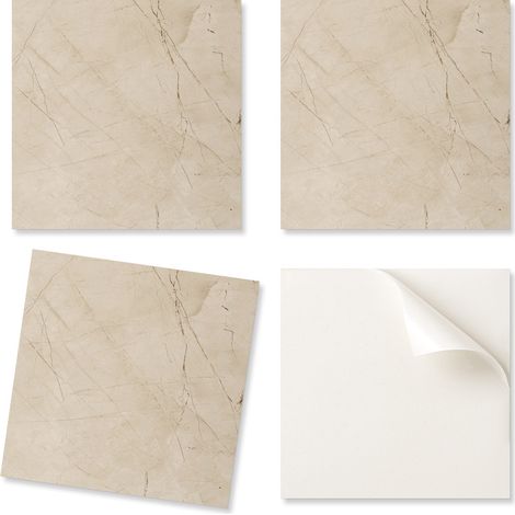 Azulejos autoadhesivos estampados - Perfectos para la cocina. Elegante dise帽o de m谩rmol. 4x50x50 cm.