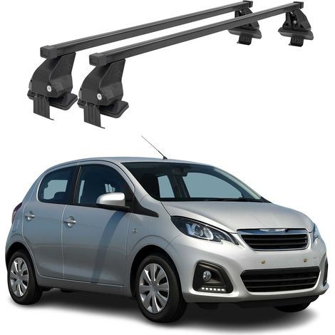 OMAC Dachträger Querträger Stahl für Peugeot 108 2014-2022 – Abschließbar – City-Crash-getestet – DIN 75302:2019 – ISO/PAS 11154:2006 – Max. 50 kg Schwarz (1/5)