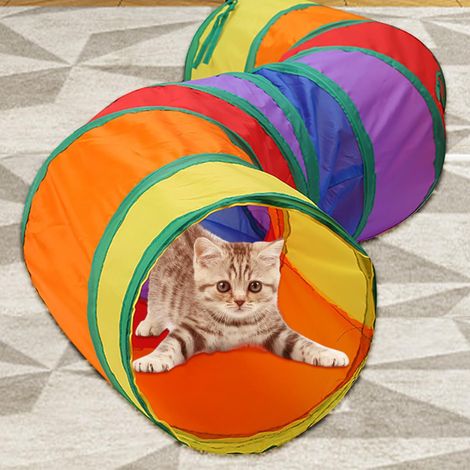 Túnel para gatos de interior, interactivo, bidireccional, plegable, para perros, conejos, cobayas y niños (túnel en forma de S)
