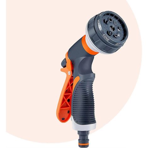 Watering Gun, Watering Gun, Garden Spray Guns, 8 Patterns Adjustable Irrigation Garden Watering Gun, for Washing Cars, Irrigate Seedlings (Orange Gray (1/3)