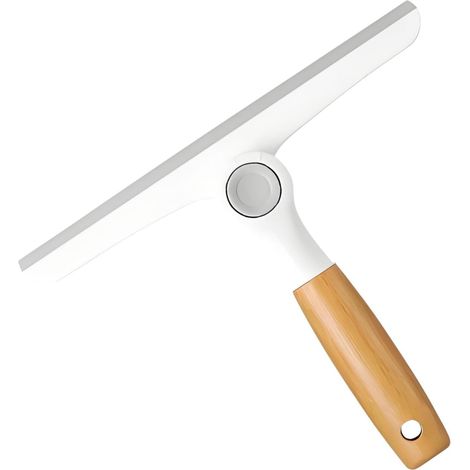 Raclette de douche avec lame en silicone, raclette de douche pivotante à 360 degrés, pliable avec manche en bambou, pour paroi de douche, fenêtres et surfaces en verre (1/5)