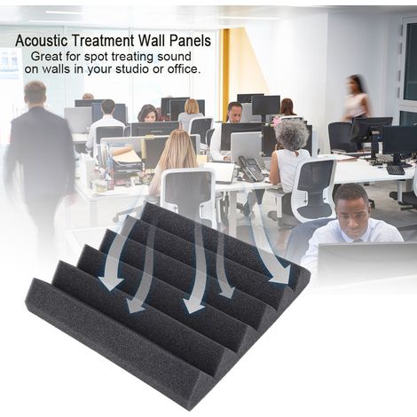 Panneau Acoustique Mousse Alvéolée Noir, Mousse Écran Acoustique en Forme de Coin, Isolation Phonique Murale, Traitement Sonore Studio, Kit DIY, Absorption du Bruit (1/3)