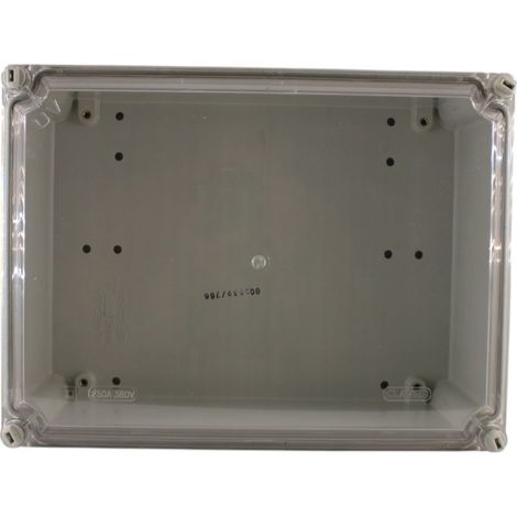 Cassetta stagna IP44 con pareti lisce in poliestere caricato vetro con coperchio trasparente tipo CC-23 (1/3)