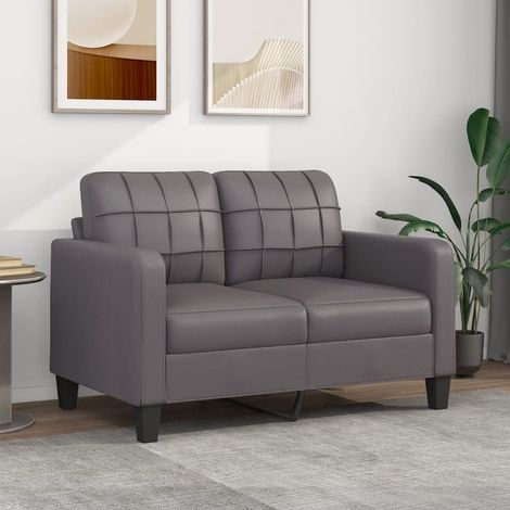 Canapé ou Sofa 2 Places 120 cm Similicuir Gris Foncé. Avec Pied en bois. Confort et qualité (1/5)