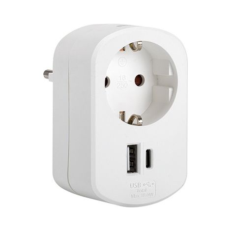 Adaptateur Combi Usb Schuko Charge Rapide Usb A+c + Prise Schuko - Simon (1/2)