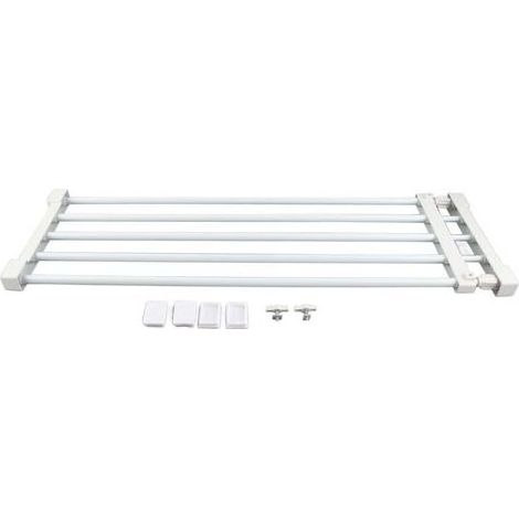 Enowelir Teleskopregal, verstellbarer Metall-Schrankorganizer ohne Bohren, ausziehbarer Trennwand, 75–120 cm, für Schlafzimmer, Badezimmer, Küche (1/5)