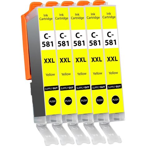 581XXL Cartouches Jaune compatibles avec Canon CLI-581 XXL pour Pixma TS705 TS705a TS6350 TS6350a TS6351 TS6351a TS6300 TR8550 TS9550 Multipack 5 Cartouches d'encre 581 XXL (1/5)