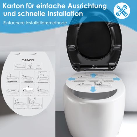 Abattant WC en Duroplast forme U allongee fermeture douce declipsable noir