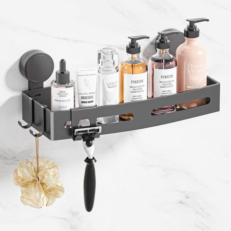 Étagère de Douche Ventouse, Rangement Douche Sans Percage, Gris (1/5)