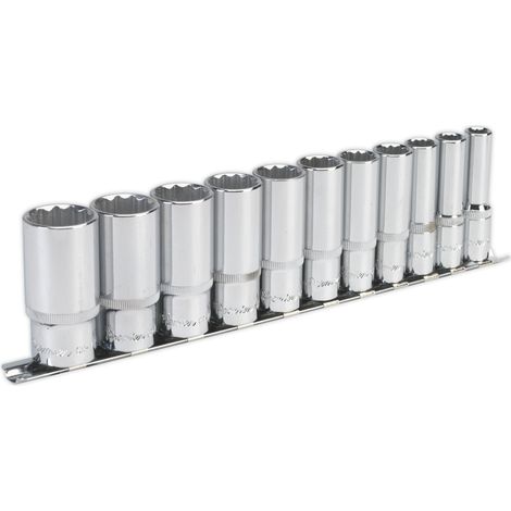 Sealey Premier Imperial Deep Socket Set 3/8""Sq Drive 12-point 11pc AK2673