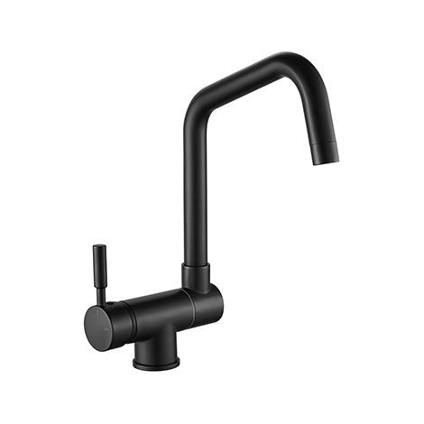 Edouard Rousseau – Mitigeur de lavabo MICA noir – Bec rabattable – Cartouche céramique 35 mm – Économie d'énergie – Hauteur 322 mm – Flexibles inox F3/8 (1/3)