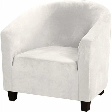 Housse De Chaise Club,Housses De Chaise De Baignoire en Velours Extensible Housses De Canapé Souples pour Fauteuil Protecteur De Meubles (Blanche, Velours)-Fei Yu (1/4)