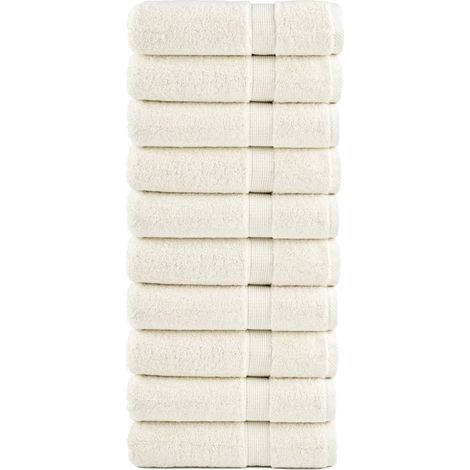Serviettes de douche haut de gamme SOLUND, lot de 10, blanc crème, 70 x 140 cm, 600 g/m² (1/5)