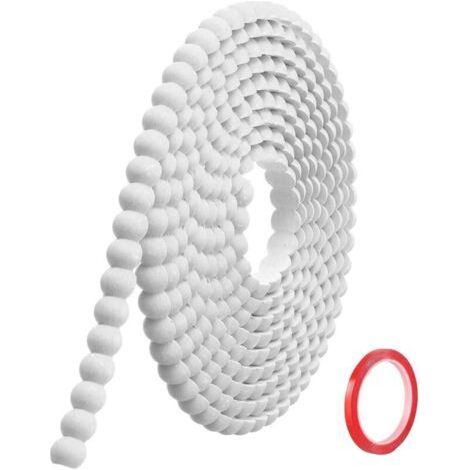 5M x 10mmMoulure Murale Décorative Adhésive Blanc Moulure en PVC Flexible avec Bordure Perlée 3D, Baguette de Finition Hydrofuge pour Cadre de Miroir (1/4)
