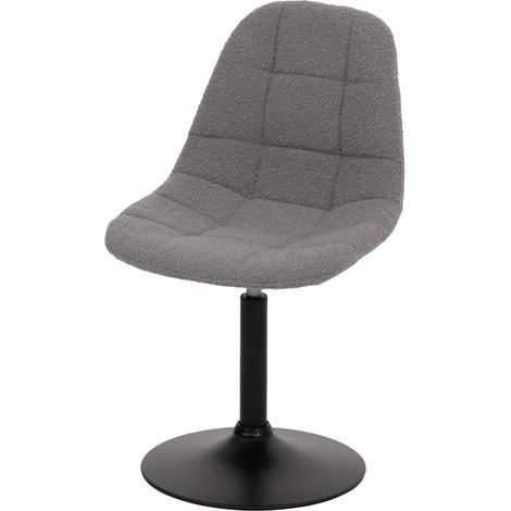 Sedia da pranzo HHG-898, poltroncina sedia da cucina girevole, acciaio Stoffa/tessuto bouclé (450g/m²), grigio
