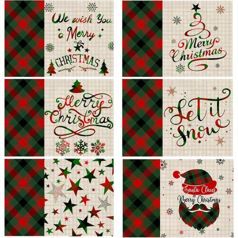 Bardusch - Set de table, Joyeux Noël, sapin de Noël rouge, set de table vintage en coton et lin, antidérapant et lavable (1/5)