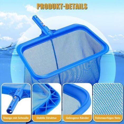 DBBEGK Épuisette de surface, épuisette de fond professionnelle grande capacité pour piscine, ramassage des feuilles en surface sans perche, épuisette profonde pour piscine, bassin, spa, parc aquatique