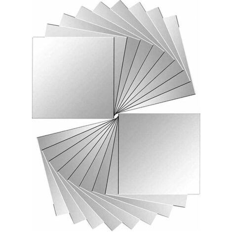 Spiegelfliesen, selbstklebend, Spiegel-Wandaufkleber für Wanddekoration, Silber, 15 x 15 cm, 18 Stück