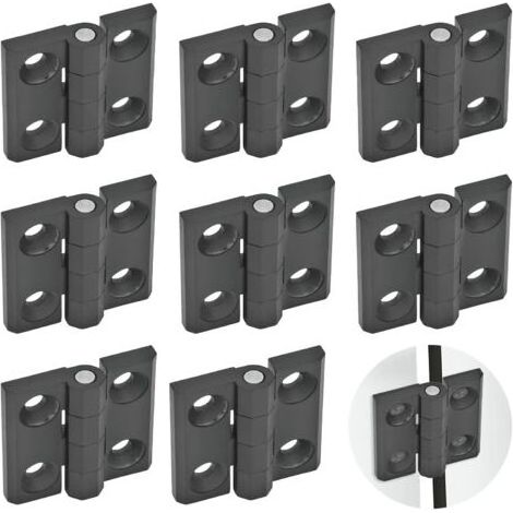 8 pièces Charniere, Charnière Plate de Connexion en Acier Inoxydable 304 Noir, D'épaisseur Charnières de Portes, 40x40 mm (1/5)