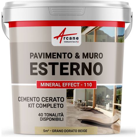 Microcemento per esterni: pavimenti, muri, terrazze, balconi, scale - 5 m² (in 2 strati) Grano Dorato Beige - ARCANE INDUSTRIES