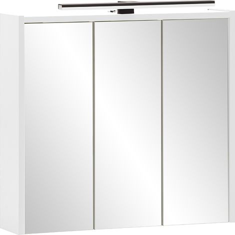 Spiegelschrank 65 cm breit mit LED Beleuchtung, weiß matt KANE-80 (1/3)