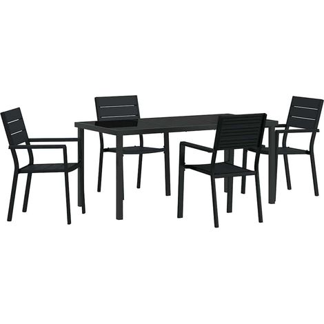 Maison Exclusive - Conjunto de Comedor de Jardín 5 pcs Negro (1/5)