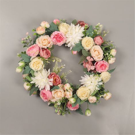 Guirlande - Guirlande Artificielle Jaune - Pour Porte D'Entrée Mur Ou Table - 38 Cm - Rotin Séché Et Fleurs Artificielles - 1 Pièce (1/5)