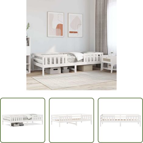 Cadre de lit blanc - Cadre de lit sans matelas blanc 75x190 cm bois de pin massif (1/5)