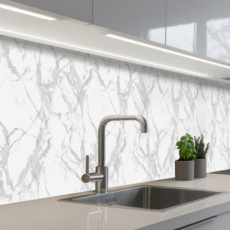 Kitchen Splashback Marble - Pure - Gray - Veins 350x60 cm (1/5)