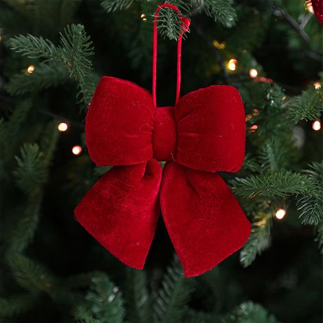 Ribbon - Bow En Velours Rouge - Pour Décoration De Sapin De Noël - 13 X 11,5 Pouces - Pour Intérieur Et Extérieur - 1 Pièce (1/5)