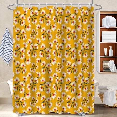Rideau douche imperméable polyester 180x180 souple et fluide protection douche pour une ambiance tropicale et dépaysante (1/5)