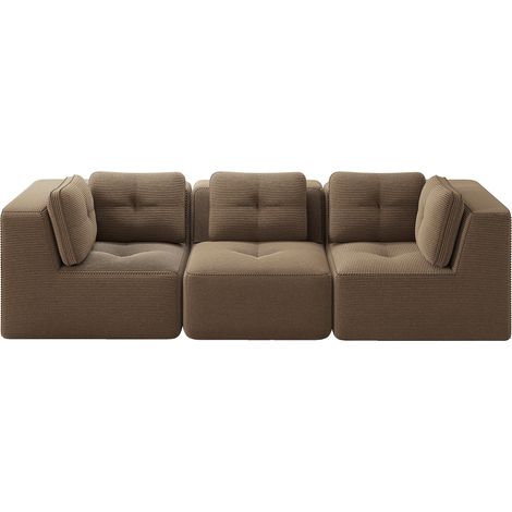 Sofá rinconero modular de 3 plazas en chenilla marrón sin estructura, 297 cm (1/5)