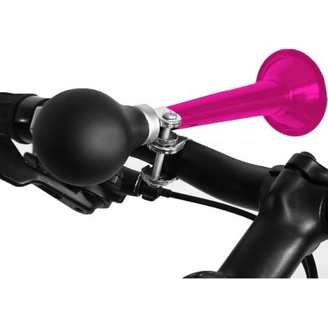 Bocina de aire para bicicleta - Bocina de presión para bicicleta - Seguridad en bicicleta - Diseño de sonido único - 20 cm de largo - Rosa (1/4)