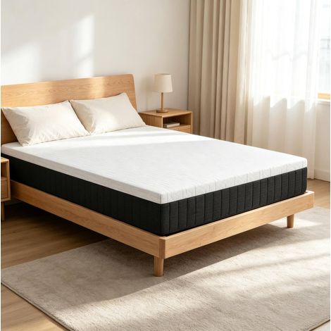 Colchón 140x190x25 cm viscoelástico blanco y gris, soporte 7 zonas para dormitorio – MEUBLIV (1/5)
