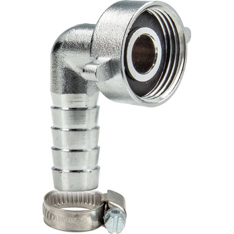 tecuro Schlauchverschraubung mit 1 Zoll ÜWM x 90° Tülle Ø 21 mm, inkl. Schelle W4 20-32 mm (1/5)
