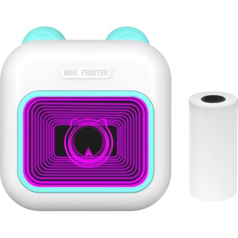 Mini imprimante photo instantanée thermique de poche Machine de création d'étiquettes à lumière LED 7 couleurs BT Connexion sans fil Compatible avec l'application Android ou IOS Prise en charge des re (1/5)