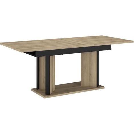 Table a manger avec allonge - OSTARA - Rectangulaire - Chene / Noir - 8 personnes - 160/199,8 x 90 x 78 cm - PARISOT (1/5)
