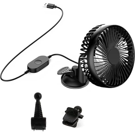 Mini ventilateur électrique universel pour voiture, alimenté par USB, avec ventouse et rotation à 360°. (1/4)