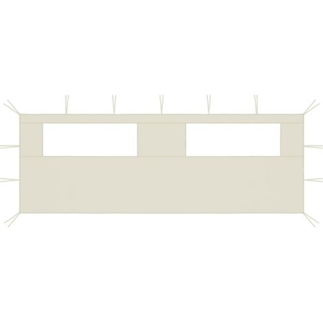 Paroi latérale de belvédère avec fenêtres 6x2 m Crème (1/4)