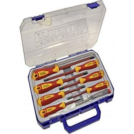 FAITHFULL Vde Soft Grip Screwdriver Set Of 8 (Case) Sl/Pz/Ph/Tester (1/4)