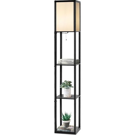 Modern Floor Lamp Freestanding Nightstand Light w/ 3-Tier Shelf & E27 Bulb Base (1/5)