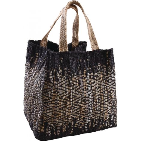 Sac de rangement en jute et cuir (1/4)