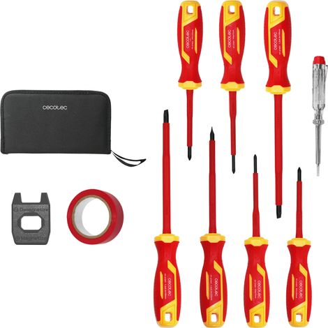 Cecotec Juego de Destornilladores Aislados HardGyro 11 SafeVolt Magnetic. Aislados 1000V, Certificado VDE y GS, Acero CR-V