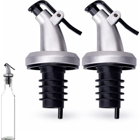 Set di 2 tappi per dispenser di olio, vino e liquori – Tappi con beccuccio antigoccia – Dosaggio preciso – 2 pezzi (1/5)